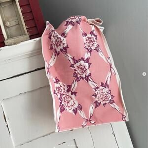 Vintage Pink Purple Flower Floral Table Runner Napkin Set Hemmed All Sides